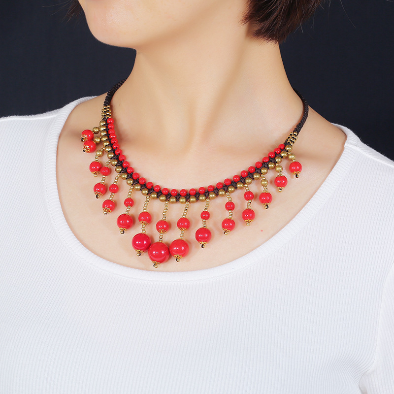 Set nakita u vintage boho etničkom stilu: ogrlica i gležanj narukvica s tirkiznim resicama