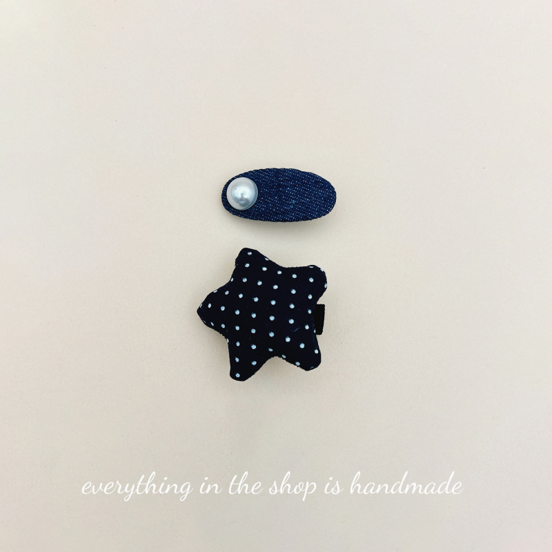 Babáknak készült hajcsat denim anyagból, nem károsítja a hajat, BB-klip gyöngyökkel, lányoknak szóló hajdísz