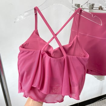 Ženski fitness set s topom za jogu od mrežaste tkanine, vilinski stil, uske šorceve s džepovima