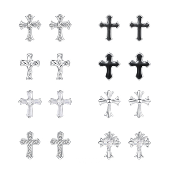Naušnice s križem u korejskom stilu, S999 sterling srebro, geometrijski dizajn, unisex