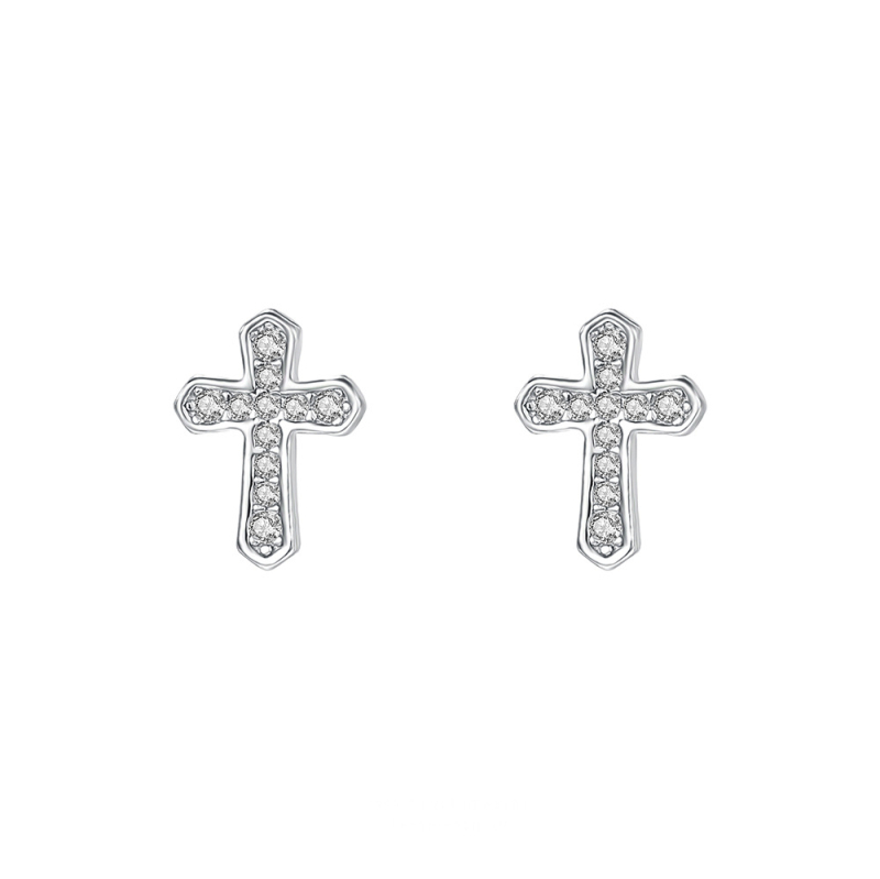 Naušnice s križem u korejskom stilu, S999 sterling srebro, geometrijski dizajn, unisex