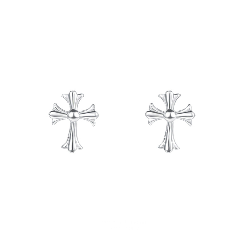 Naušnice s križem u korejskom stilu, S999 sterling srebro, geometrijski dizajn, unisex