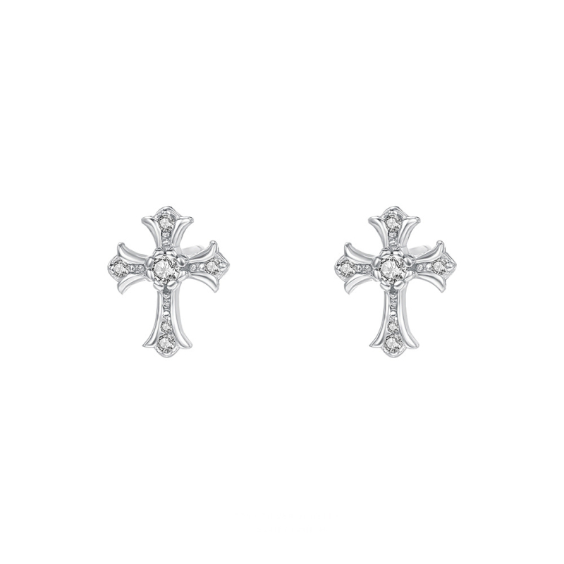 Naušnice s križem u korejskom stilu, S999 sterling srebro, geometrijski dizajn, unisex