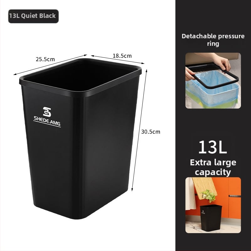 Plastični četvrtasti koš za kupaonicu s pritisknim poklopcem, tih otvor i zatvaranje, pogodna za kuhinju, spavaću sobu i dnevni boravak, kapacitet preko 12 litara