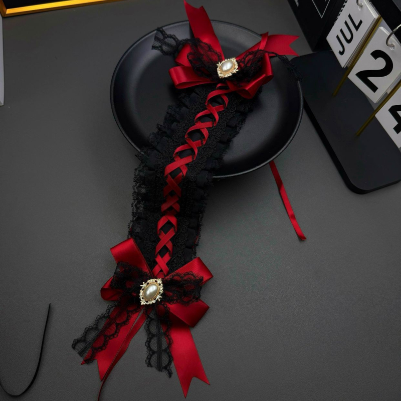 Halloween traka za kosu s čipkom i mašnicom – cosplay dodatak za kosu