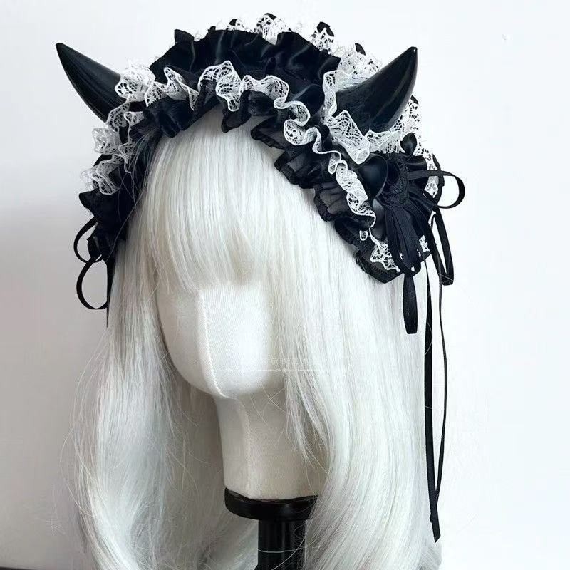 Halloween traka za kosu s čipkom i mašnicom – cosplay dodatak za kosu