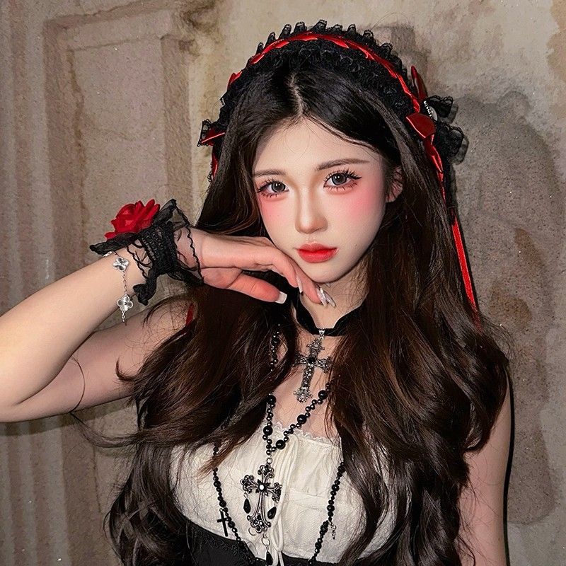 Halloween traka za kosu s čipkom i mašnicom – cosplay dodatak za kosu