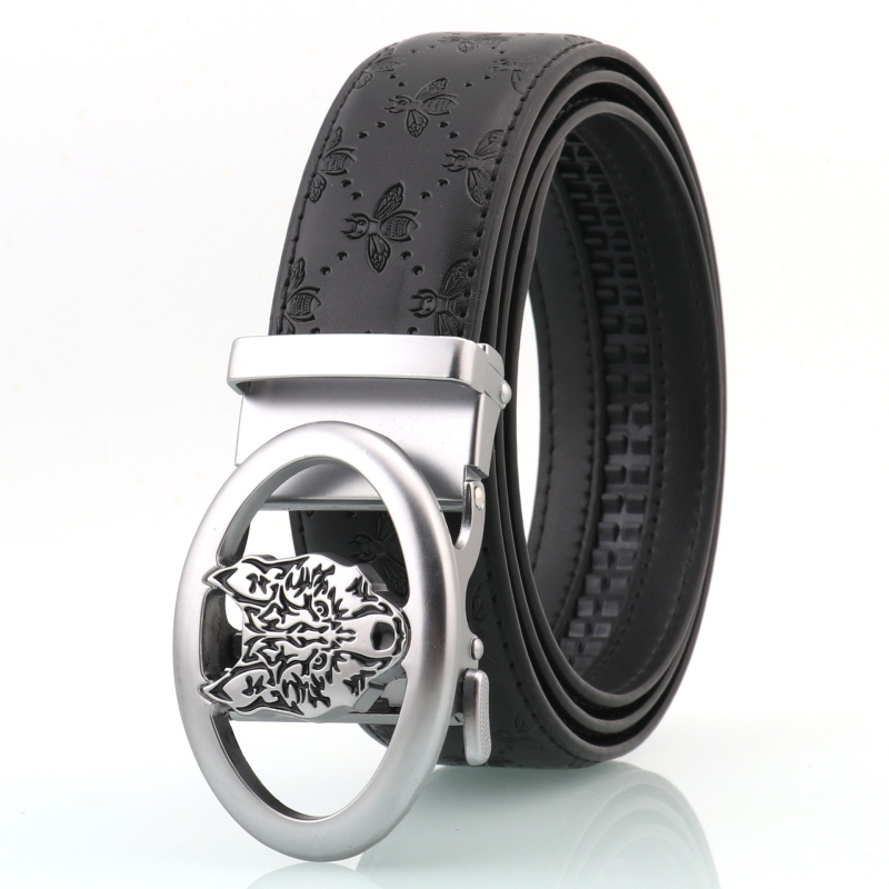 Muški kožni kaiš s OK logom, automatska kopča, poslovno casual stil, širina 2–4 cm, veličina 120