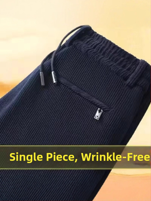 Férfi corduroy nadrág fleece-sel bélelt, téli, koreai stílusú, laza szabású
