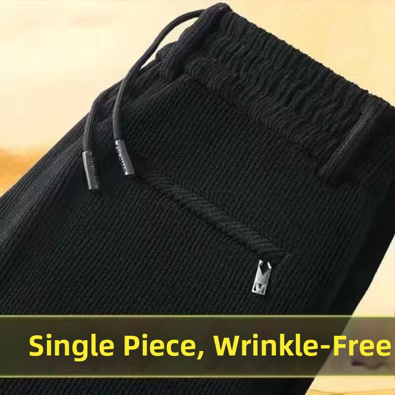Férfi corduroy nadrág fleece-sel bélelt, téli, koreai stílusú, laza szabású