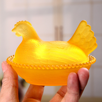Staklena posuda u obliku pilića, mala posuda za slatkiše, višebojna staklena zdjela za šećer