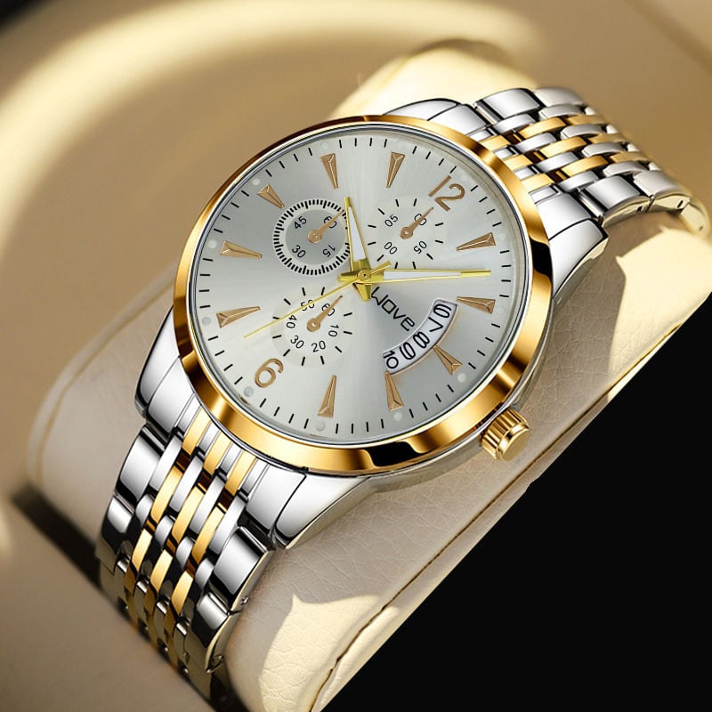 Langjue Novi muški kvarcni sat s kalendarom, višenamjenski, svijetleći brojčanik, 41 mm