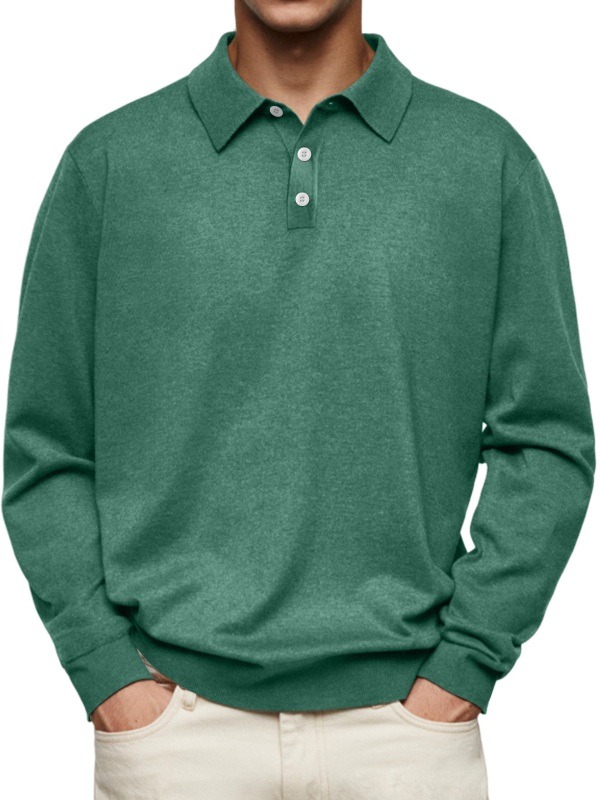 Muška polo majica s dugim rukavima za jesen, V-izrezom i gumbima – casual top