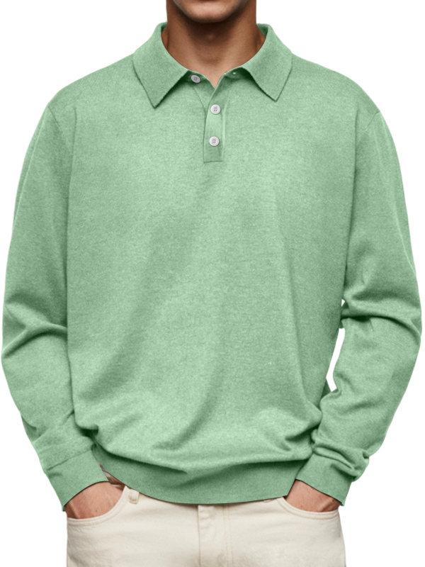 Muška polo majica s dugim rukavima za jesen, V-izrezom i gumbima – casual top