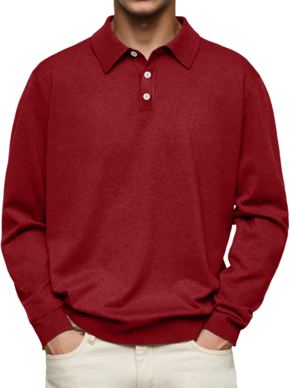 Muška polo majica s dugim rukavima za jesen, V-izrezom i gumbima – casual top