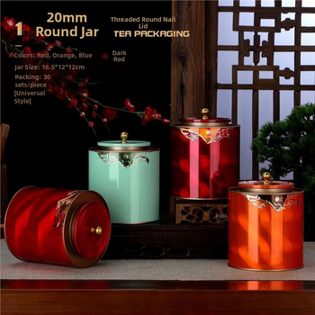 Set praznih metalnih posuda za čaj sa zelenim mandarinom, 250 g, okrugle nehrđajuće kutije s UV tiskom