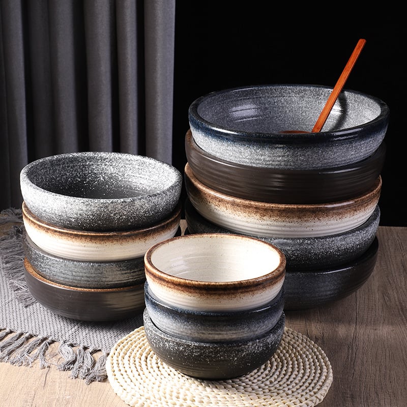 Porcelanska velika zdjela za juhu, okrugli oblik, pogodna za kuhanu ribu i začinjena jela, kućna uporaba, promjer 18–19 cm, retro stil