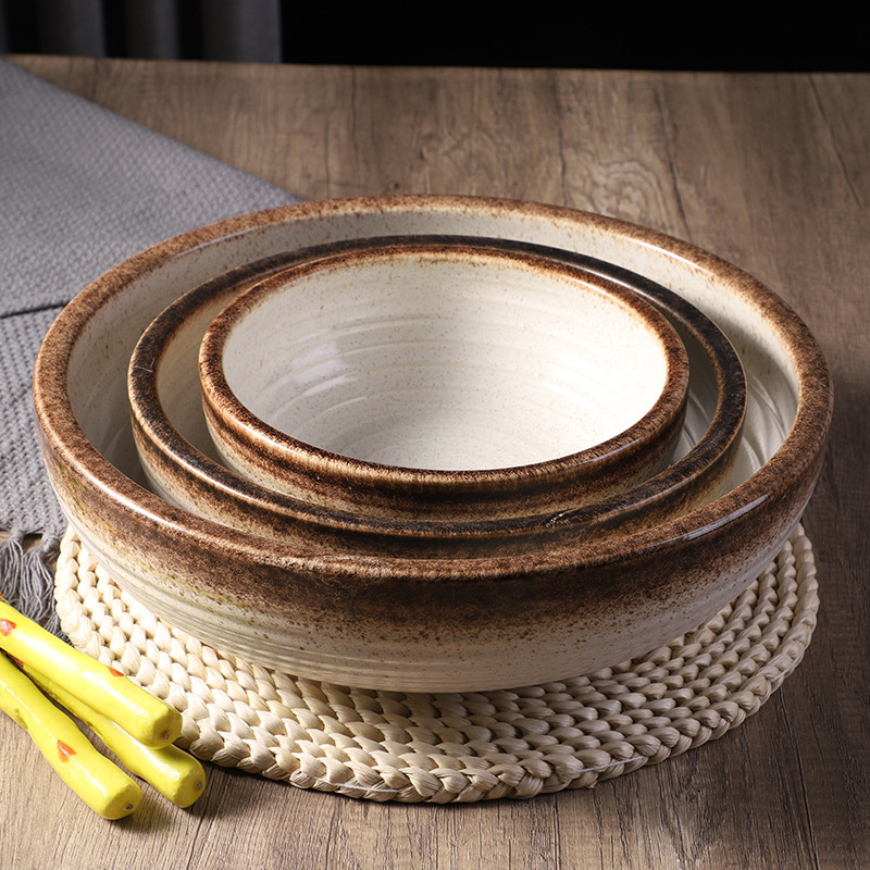 Porcelanska velika zdjela za juhu, okrugli oblik, pogodna za kuhanu ribu i začinjena jela, kućna uporaba, promjer 18–19 cm, retro stil