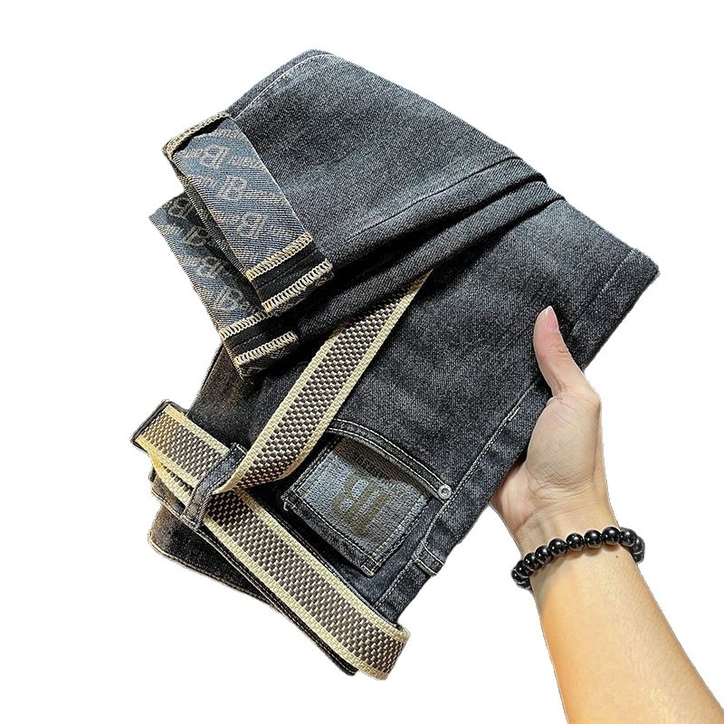 Férfi denim nadrág tavasz–ősz, nyomtatott minta, laza egyenes szár, pamut‑keverék, hétköznapi elasztikusság (2026)