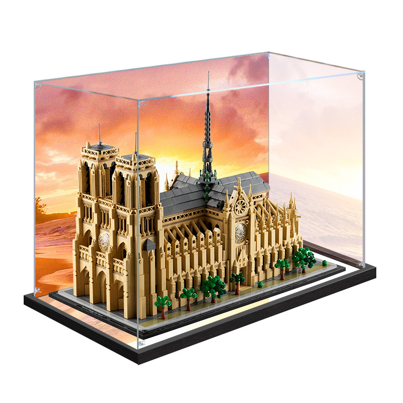 Prozirna akrilna kutija za izlaganje LEGO 21061 Notre Dame Building Series model, zaštita od prašine