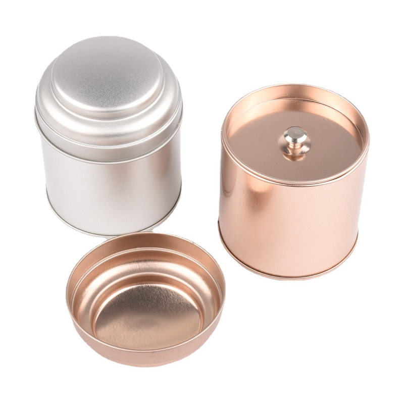 Kružna metalna kutija za čaj, zatvoren poklopcem, zlatna boja, promjer 75 mm, visina 90 mm, model LTD132