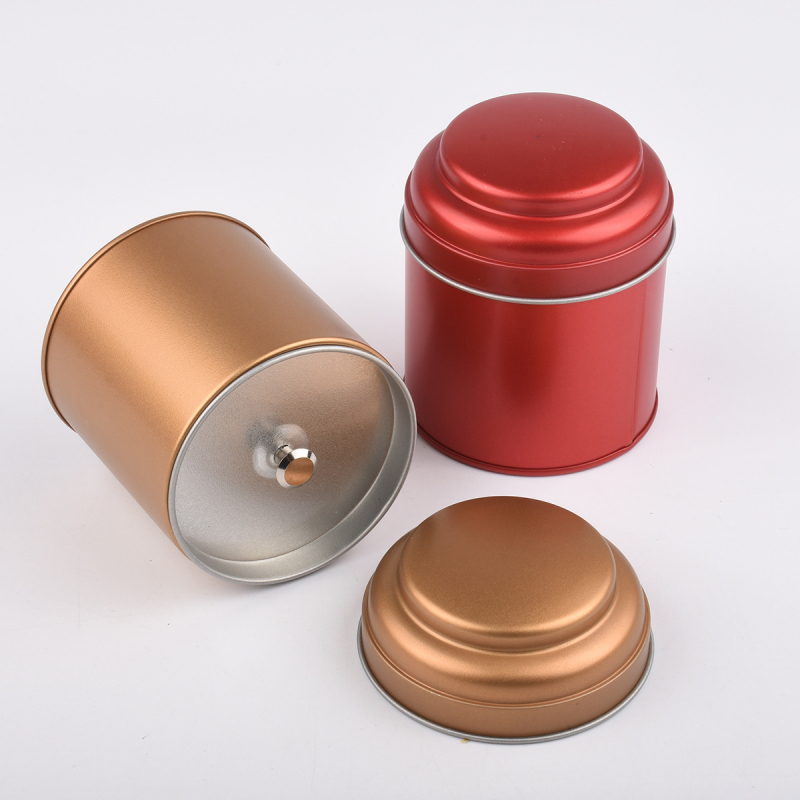 Kružna metalna kutija za čaj, zatvoren poklopcem, zlatna boja, promjer 75 mm, visina 90 mm, model LTD132
