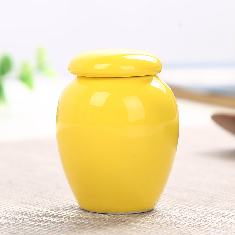 Keramična posuda za čaj i kozmetiku – mala ili srednja porcelanska boca s zatvorenim poklopcem i otisnutim logom, parfimirani puder, mast, ruž