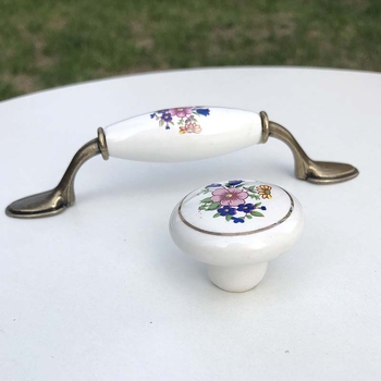 Keramička ručka Orchid za kuhinjske ormariće i garderobne ormare, retro novi kineski stil