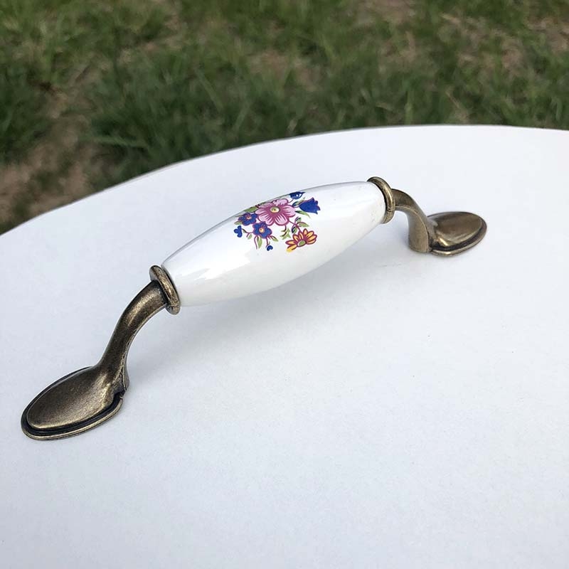Keramička ručka Orchid za kuhinjske ormariće i garderobne ormare, retro novi kineski stil