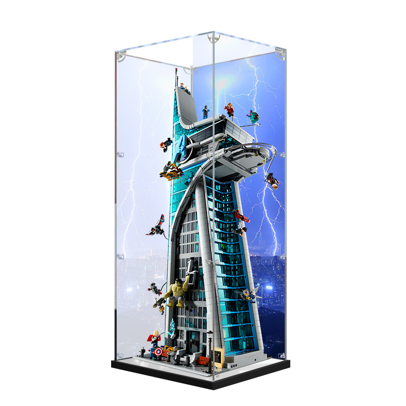 Prozirna akrilna kutija za LEGO 76269 Avengers Tower model – ručno izrađena kutija za pohranu s zaštitom od prašine