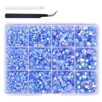 Set za nokte s 12 pretinaca, miješani šareni dijamanti, dijamanti od želatinozne smole s plosnim dnom, ručno izrađeni medo DIY
