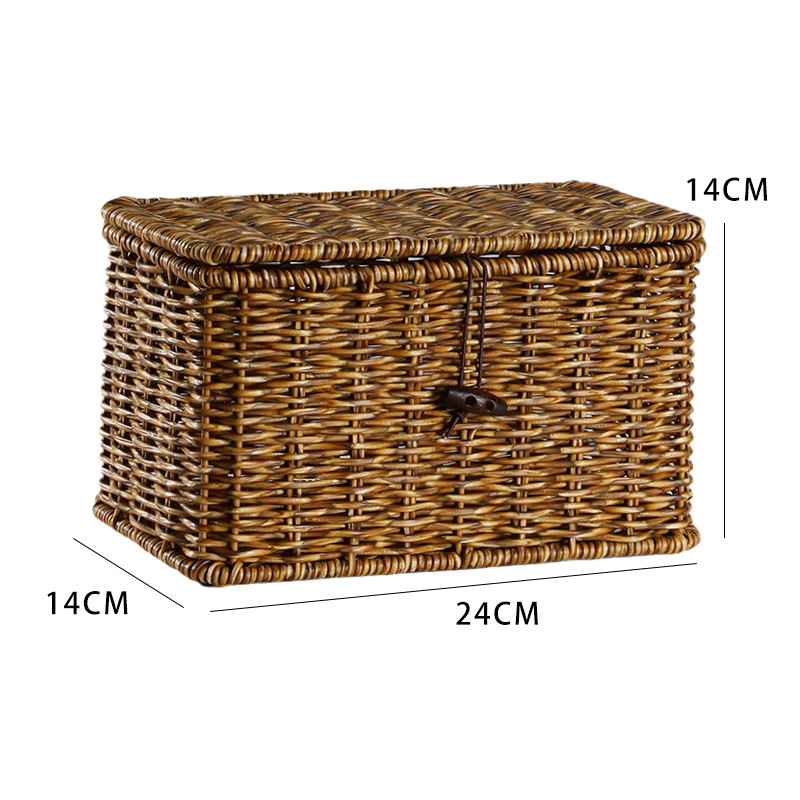 Plastična kutija za skladištenje s poklopcem, imitacija ratana – stolni organizator, europskog stila