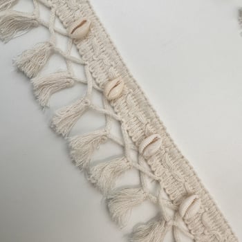 Pamukasti debeli ručno pleteni ukras s perlicama, resicama i čipom za DIY odjeću i kućne tekstile, dekor za zavjese