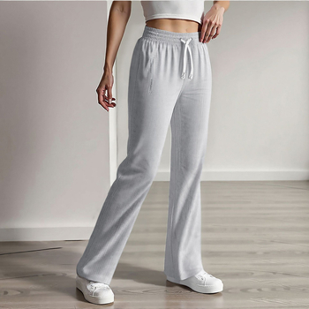 Uniszex nyári ice-silk nadrág, gyorsan száradó sportos-casual hosszú nadrág lazán szabott egyenes szár