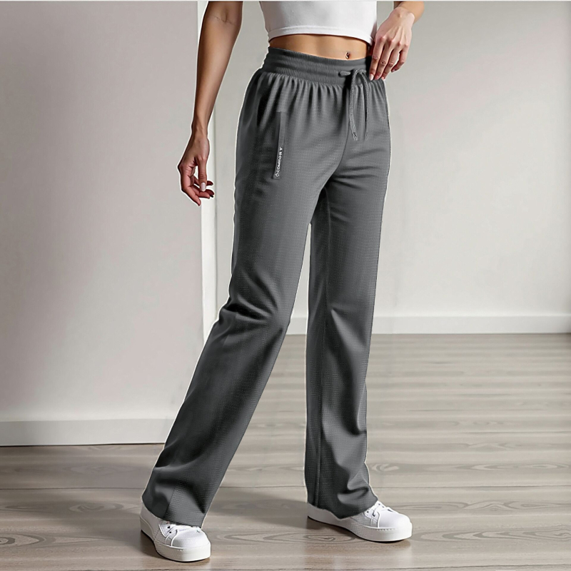 Uniszex nyári ice-silk nadrág, gyorsan száradó sportos-casual hosszú nadrág lazán szabott egyenes szár