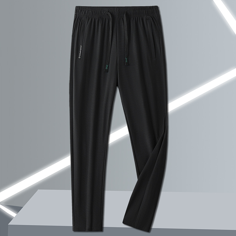 Uniszex nyári ice-silk nadrág, gyorsan száradó sportos-casual hosszú nadrág lazán szabott egyenes szár