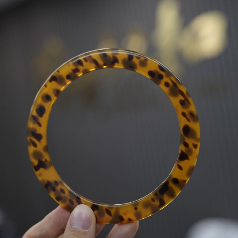 Žuti kružni dodatak od smole s tortoiseshell leopard uzorom, za zglob, veliki prsten.