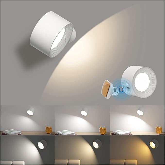 USB punjiva magnetska LED zidna lampa za noćno čitanje, prijenosna, s dodirnim podešavanjem, noćna lampica