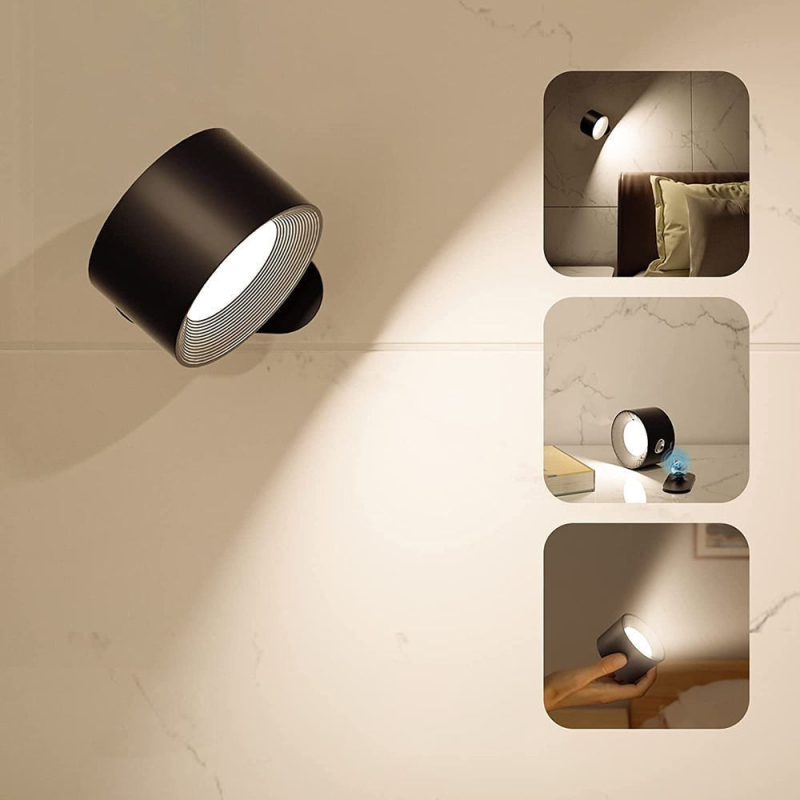 USB punjiva magnetska LED zidna lampa za noćno čitanje, prijenosna, s dodirnim podešavanjem, noćna lampica