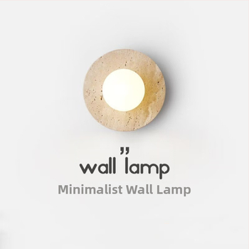 Prilagođena zidna lampa u japanskom stilu Wabi-Sabi od žutog travertina za smještajne objekte, spavaće sobe, hodnike i vile