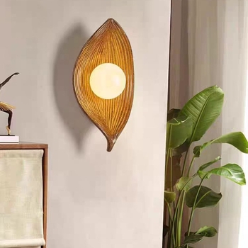 Nordijska zidna svjetiljka u obliku lista za spavaću sobu, noćna svjetiljka u japanskom stilu wabi-sabi zen s retro šarmom