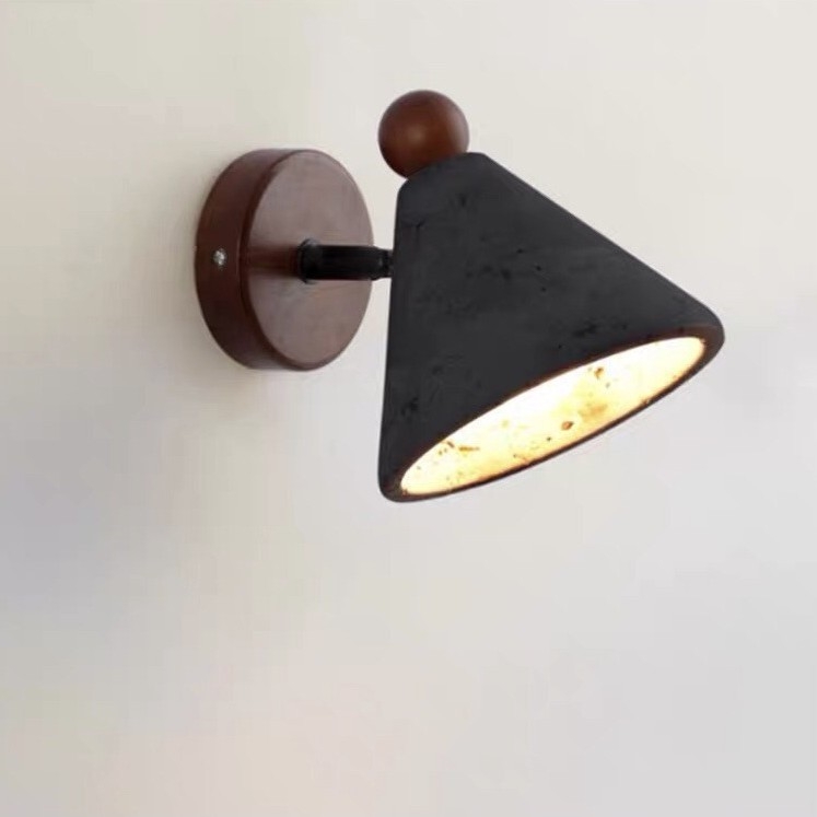 Vintage zidna svjetiljka od kamena Black Hole s dizajnom pupola cvijeta, žuto travertinsko sjenilo, talijanski retro stil, zidna svjetiljka za spavaću sobu sa prekidačem