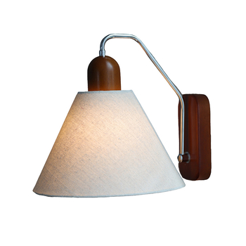 Stenska svjetiljka s platnenim abažurom, retro stil, drvena osnova, LED, 220V — za spavaću sobu, radnu sobu i hodnik