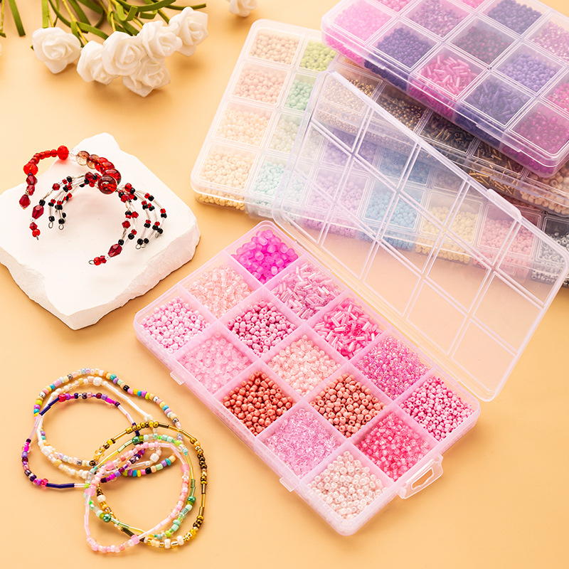 Set od 15 pretinaca rižastih perli, jednobojno lakirane perle, DIY komplet alata za izradu nakita – narukvice i ogrlice