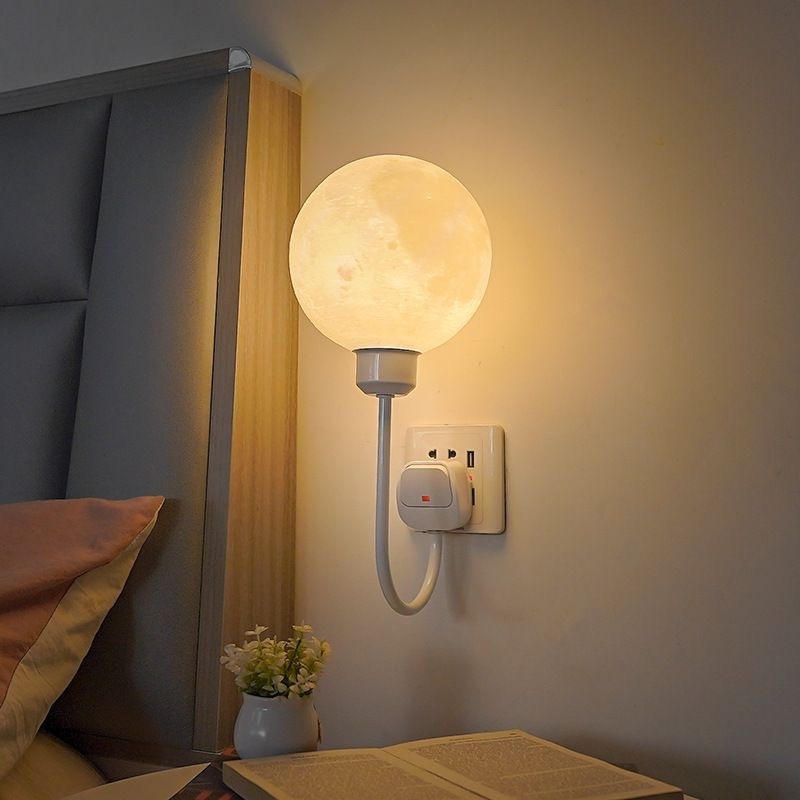 Prenosna noćna lampica za noćni ormarić s zaštitom očiju, plug-in, osvjetljenje za spavaću sobu – mjesečeva zidna lampica za atmosferu