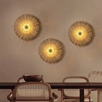 Wabi-sabi zidna lampa, japanski retro pleteni sjenilo od loze, noćna lampica za dom, dekor restorana i hotela, hodnici i stepenice, jugoistočni Azija stil