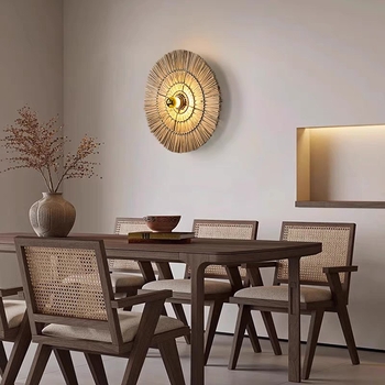 Wabi-sabi zidna lampa, japanski retro pleteni sjenilo od loze, noćna lampica za dom, dekor restorana i hotela, hodnici i stepenice, jugoistočni Azija stil