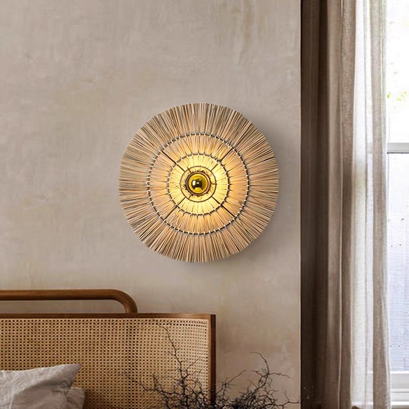 Wabi-sabi zidna lampa, japanski retro pleteni sjenilo od loze, noćna lampica za dom, dekor restorana i hotela, hodnici i stepenice, jugoistočni Azija stil