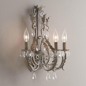 Zidna lampa od željeza s kristalima, američki seoski stil i francuski retro dizajn
