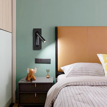 LED ugrađena zidna svjetiljka s magnetskim prekidačem, rotirajuće noćno čitanje uz krevet, hotelskog stila